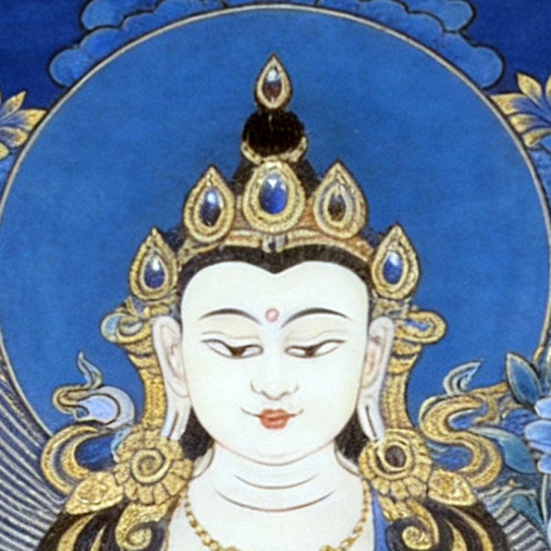 Four-Armed Chenrezig or Avalokitesvara Thangka, the Bodhisattva of infinite compassion.