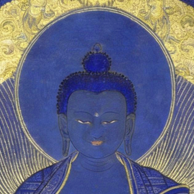 Bhaisajyaguru or Medicine Buddha Thangka painting, representing holistic healing and health.