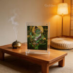 Green Dzambhala meditation art used for Heart Chakra alignment and manifesting career goals during mindfulness practice