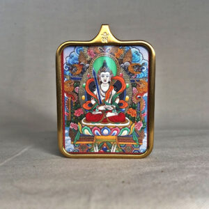 Frontal view of Akasagarbha Bodhisattva Gau box necklace for Ox and Tiger zodiac guardian.