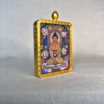 Side view of Amitabha Buddha brass Gau box necklace pendant.