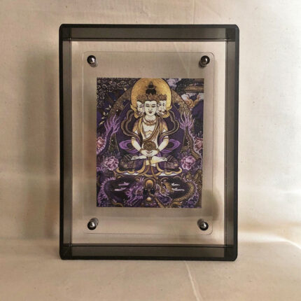 Front view of modern acrylic floating photo frame with high-definition giclée art print.