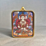 Frontal view of Vairocana Buddha Gau box necklace for Sheep and Monkey zodiac guardian.